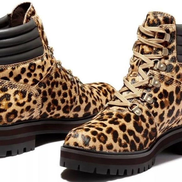 Timberland London Square Women's 6-inch Leopard Lace up Leather Boots - Picture 2 of 6
